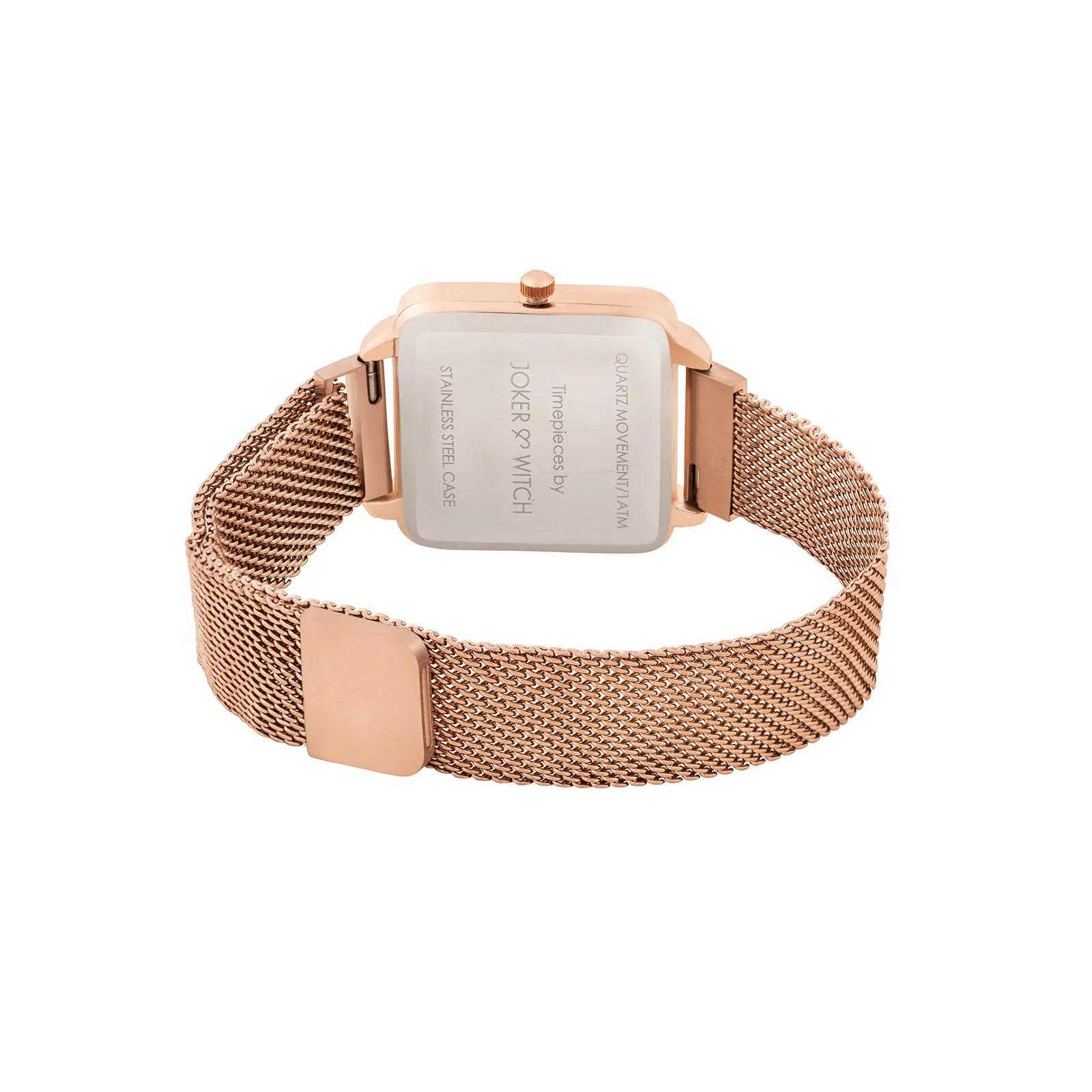 Vintage Maroon Small Square Dial Rose Gold Mesh Strap Women's Watch - Image 6