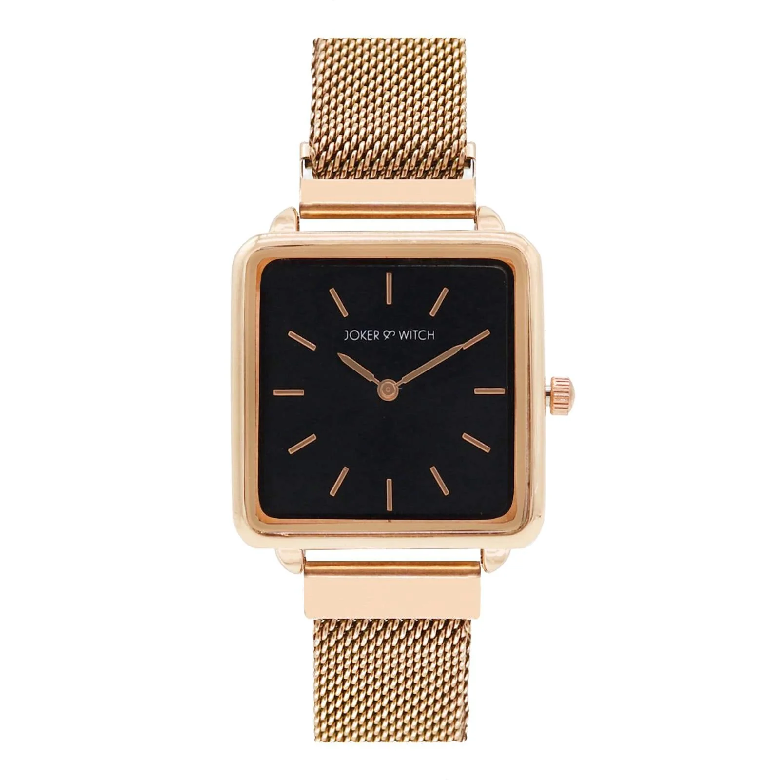 Vintage Black Small Square Dial Rose Gold Magnetic Strap Women's Watch