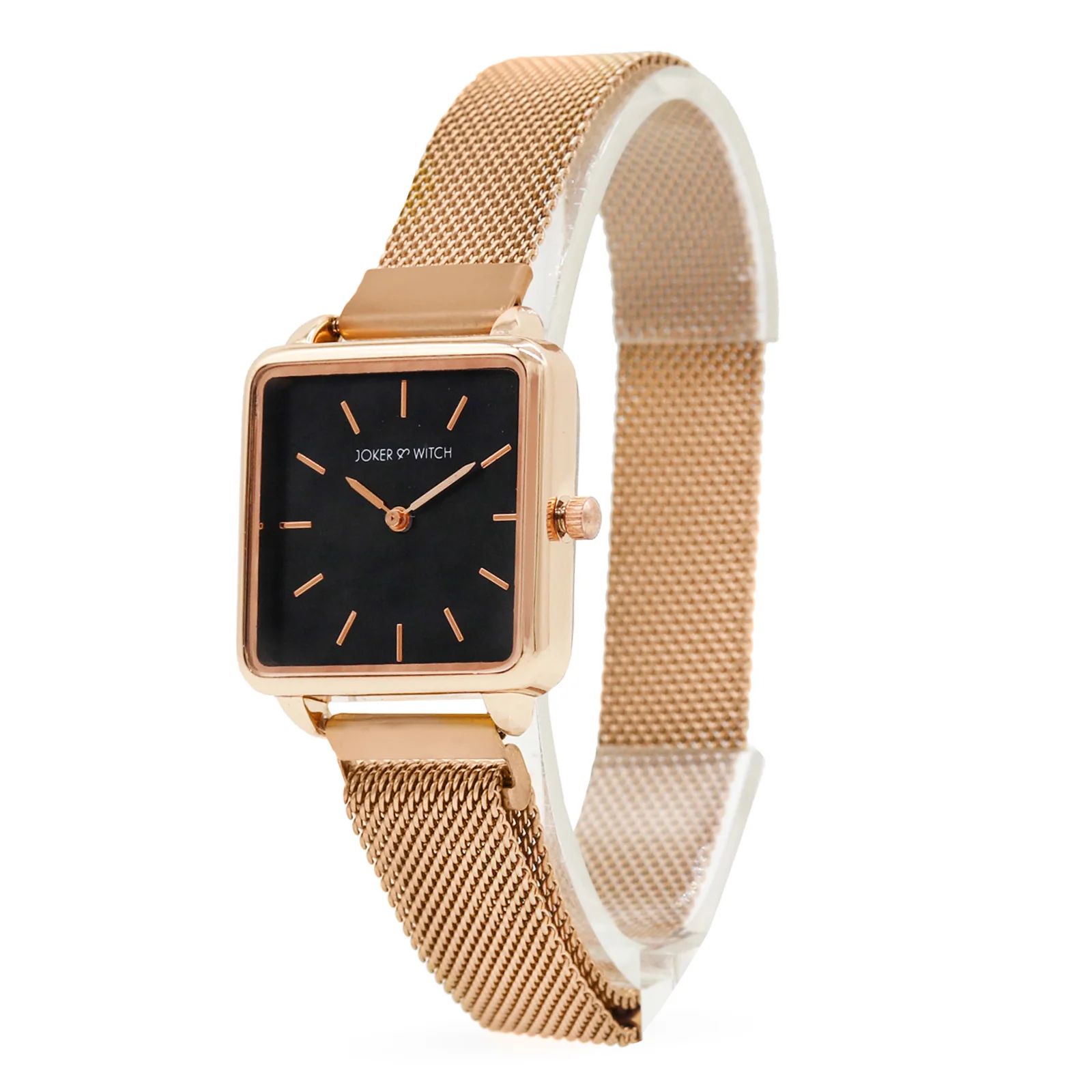 Vintage Black Small Square Dial Rose Gold Magnetic Strap Women's Watch - Image 5