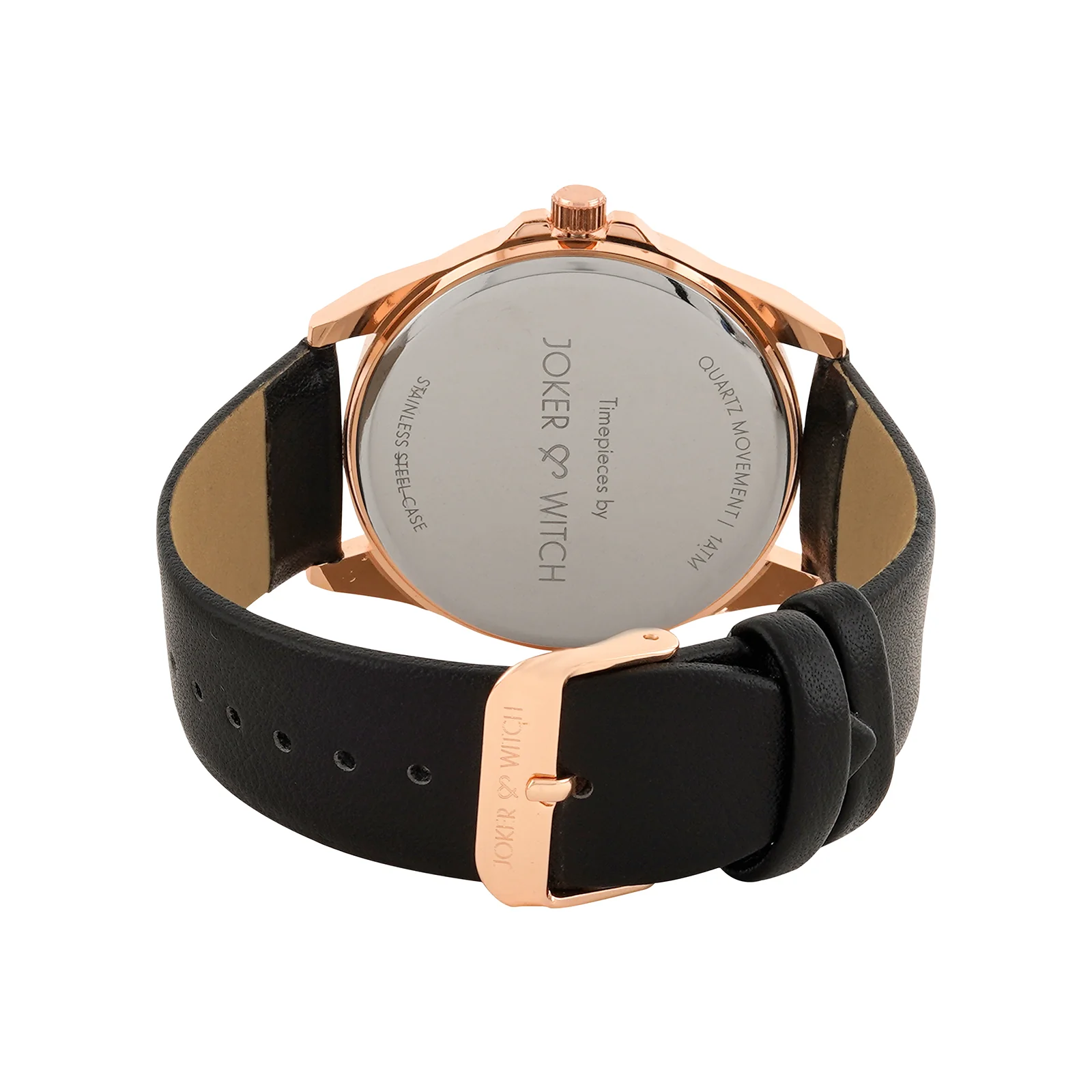 Zonda Rose Gold Black Large Dial PU Strap Men's Watch - Image 6